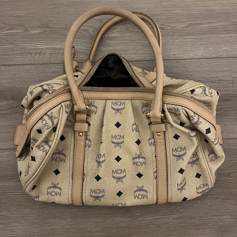 Vintage MCM Monogram Beige and Black Women's Bag